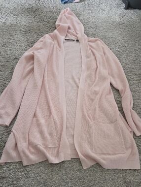 Cyrus Blush Pink Hooded Open-Front Cardigan